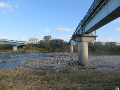 旧利根川橋梁の跡