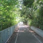 萩原の道しるべの先は路面がデコボコ